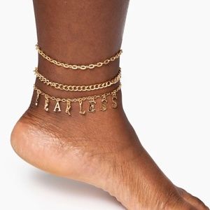 So Fearless 3 Piece Real Gold Plated Anklet/Bracelet Set New in Box